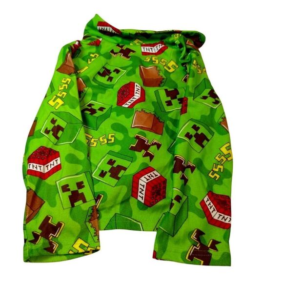 Minecraft Boys Pre-owned Green Graphics Pajama Set - Size 8 - Picture 1 of 5